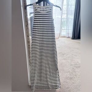 Loveappella Black and White Striped Maxi Skirt